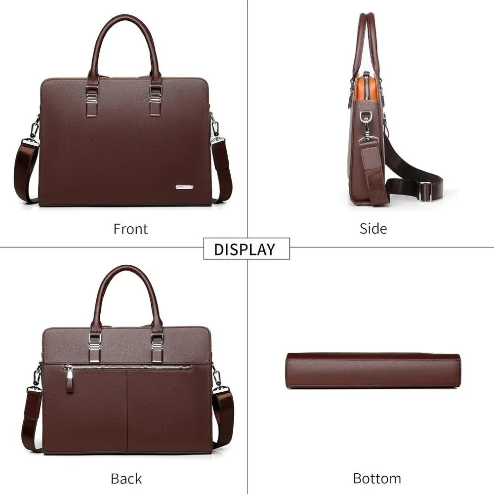 Bag Leather Briefcase Shoulder Laptop Business Bag for Men